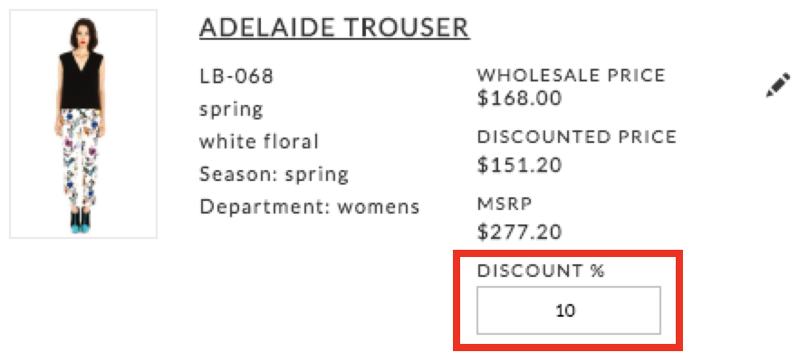 Discount on a product.