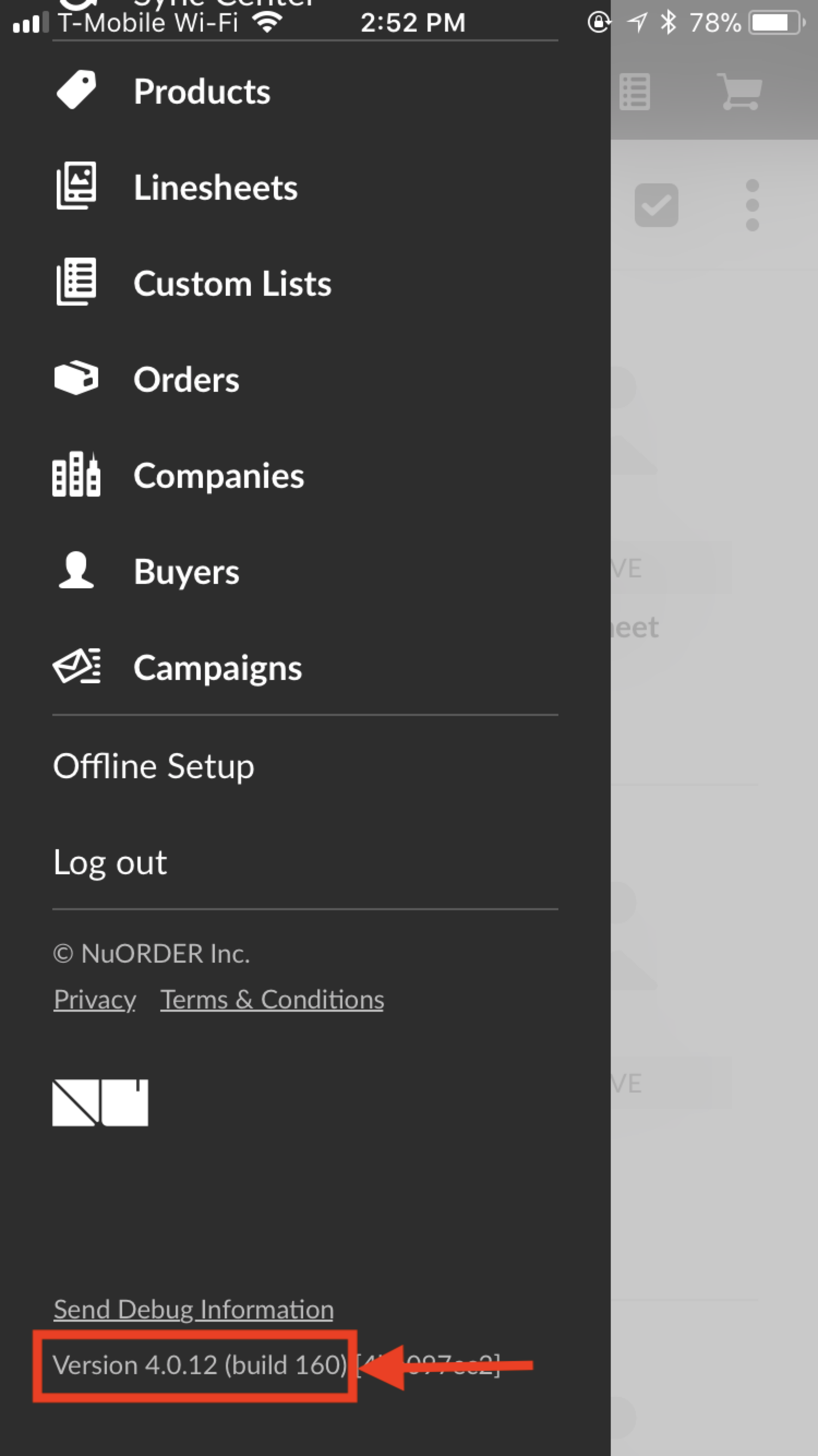 Version when logged in.