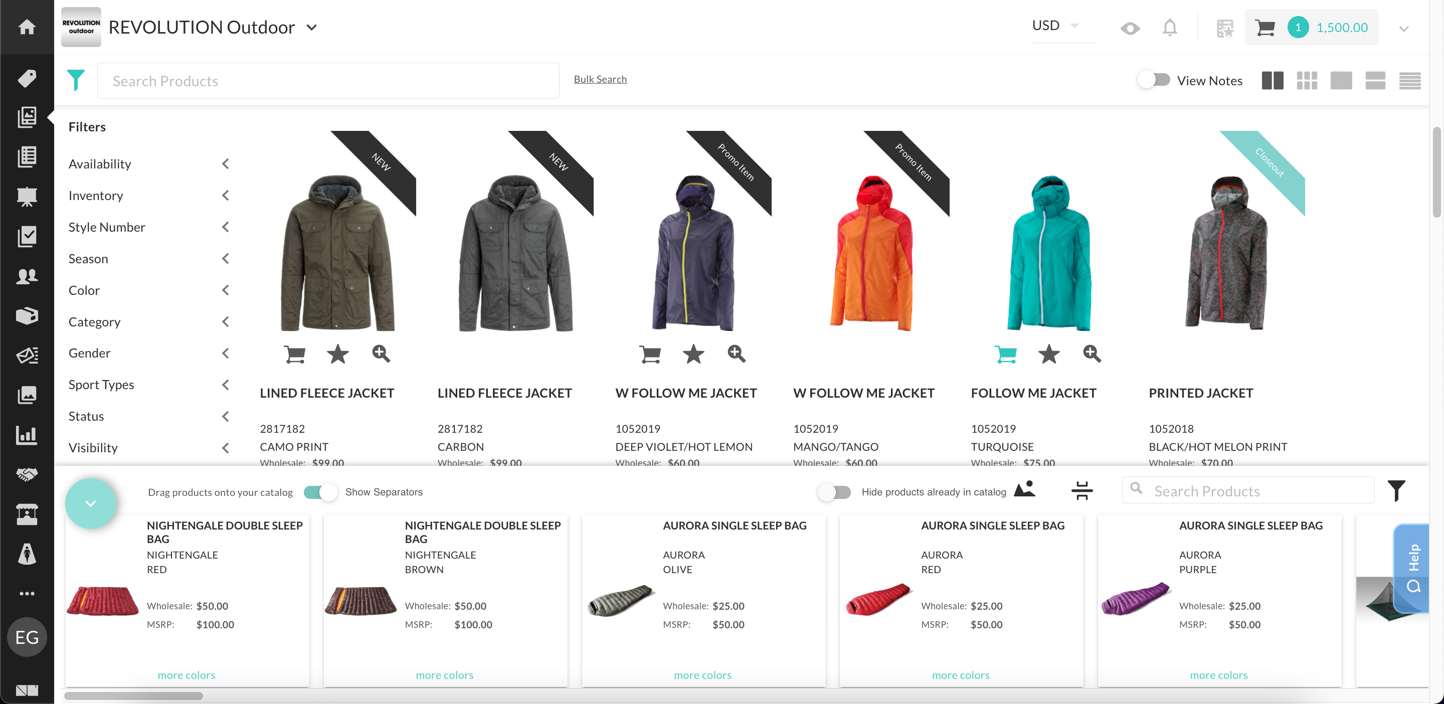 Add products in a Linesheet.