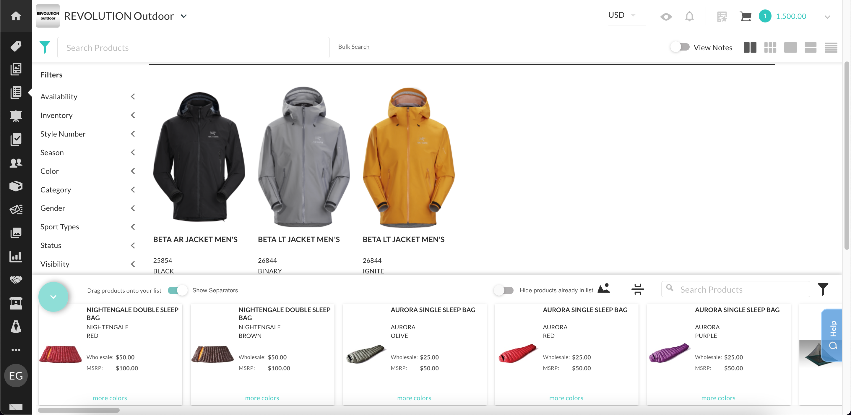 Add products in a Custom List.