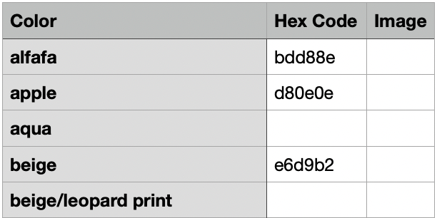 Bulk add hex values.