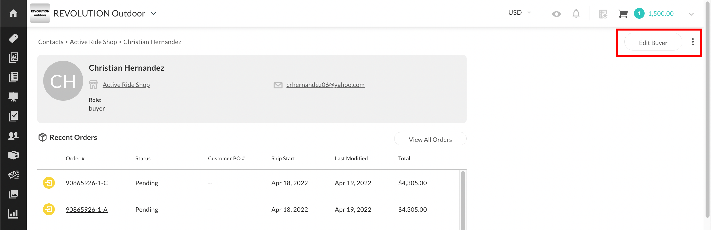 Edit buyer from new contacts view.