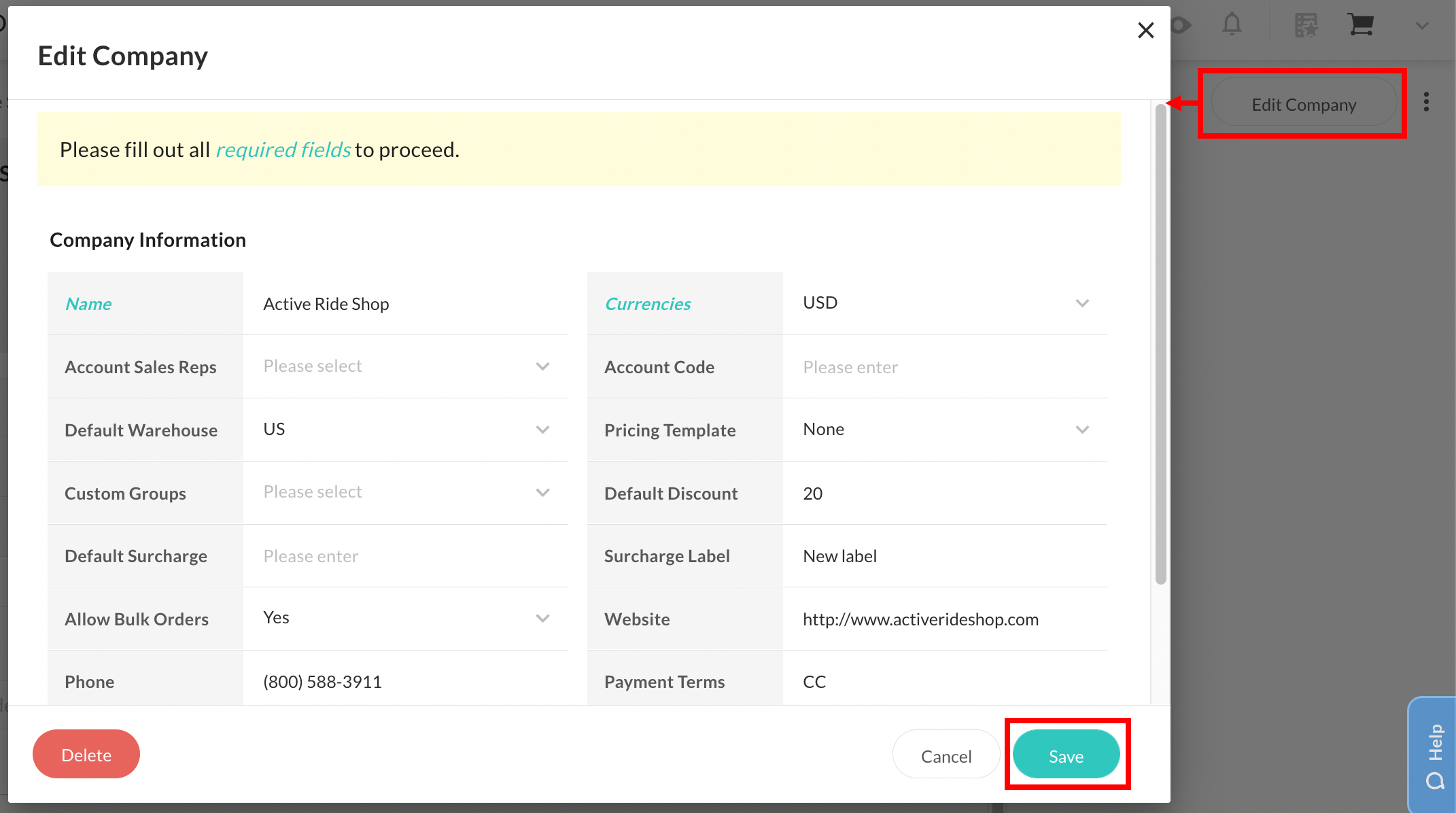 Edit company from the new contacts view.