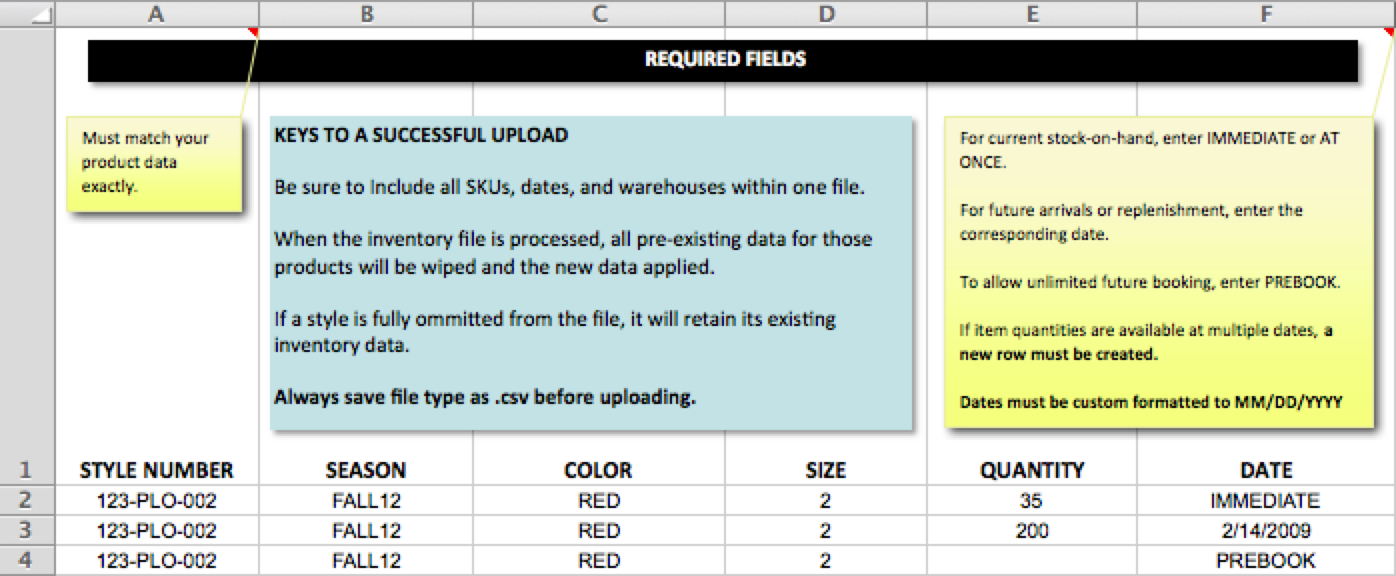 Example spreasheet with immediate, future, and prebook.