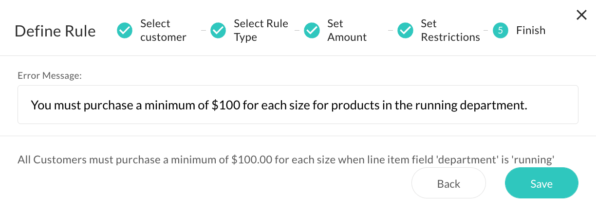 Enter the error message and save.