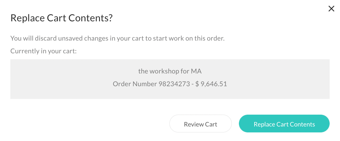 Confirm replace products in your cart.