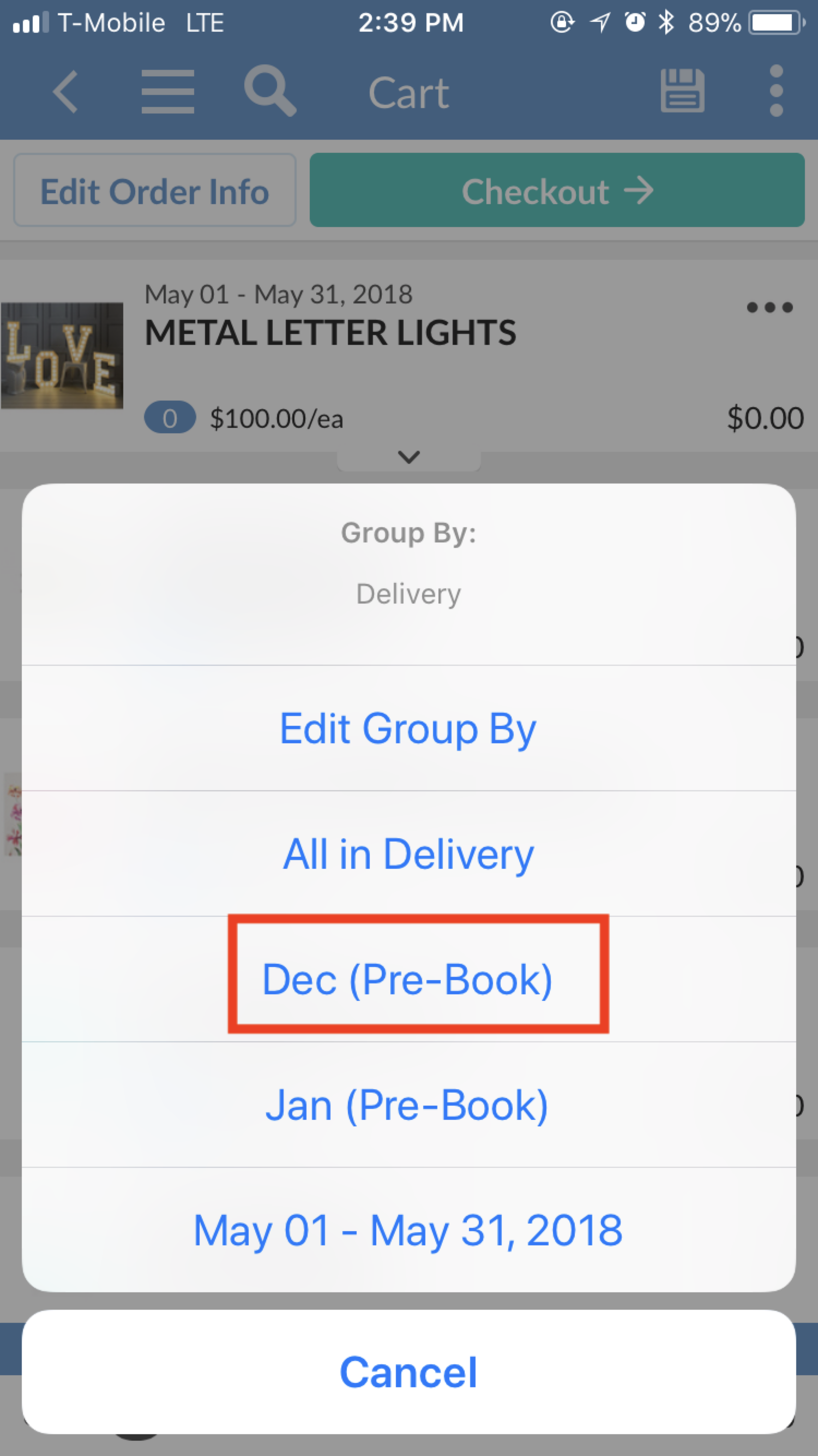 Select a delivery window.