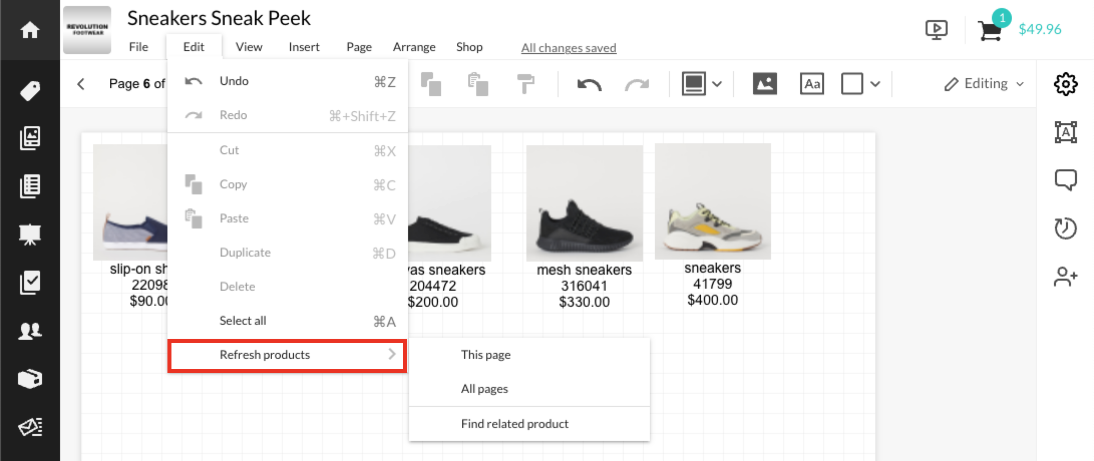 Refresh product data.