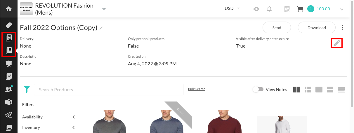 Select the pencil icon.