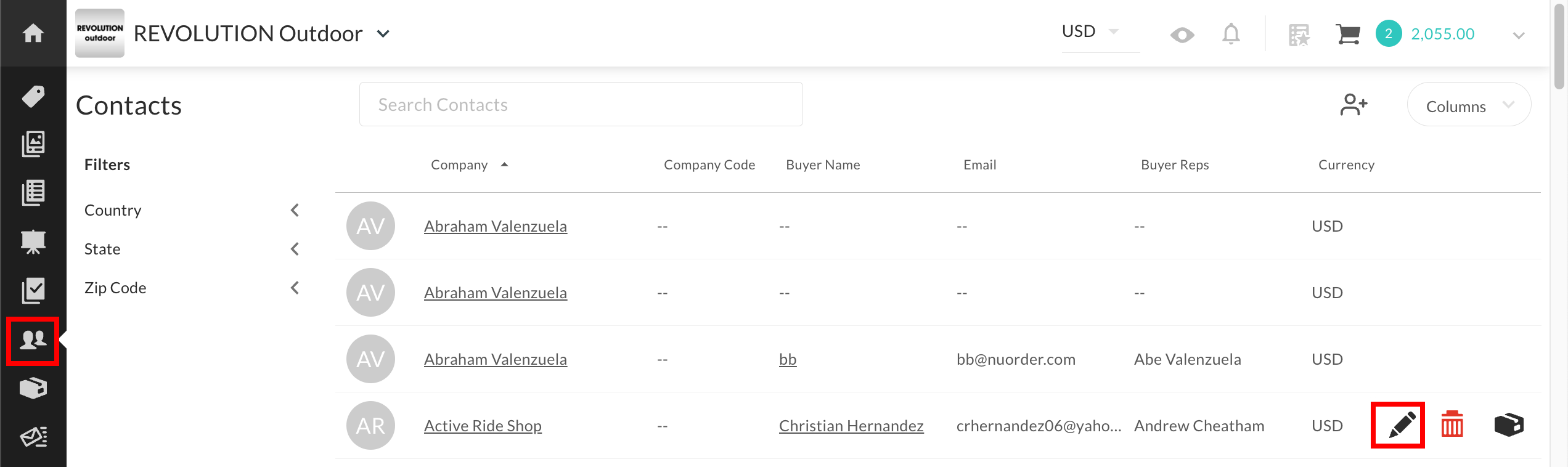 Currency assigned to companies.
