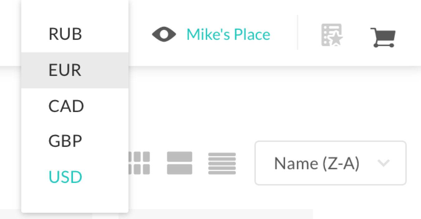 Toggle between currencies in View As.