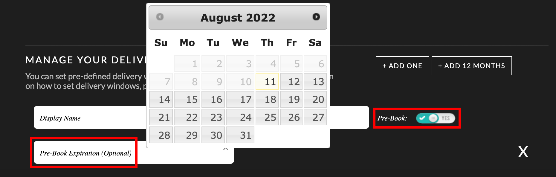 Prebook options.